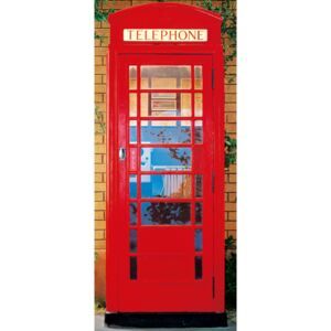 WG549 Papírová dveřní obrazová fototapeta telephone Box London - telefonní Londýnská budka červená, velikost 86 x 200 cm - Favi.cz