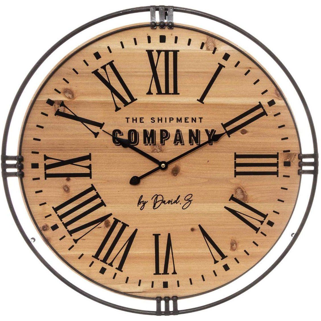 Atmosphera Kulaté dřevěné nástěnné hodiny Colonial, 58 cm - EDAXO.CZ s.r.o.