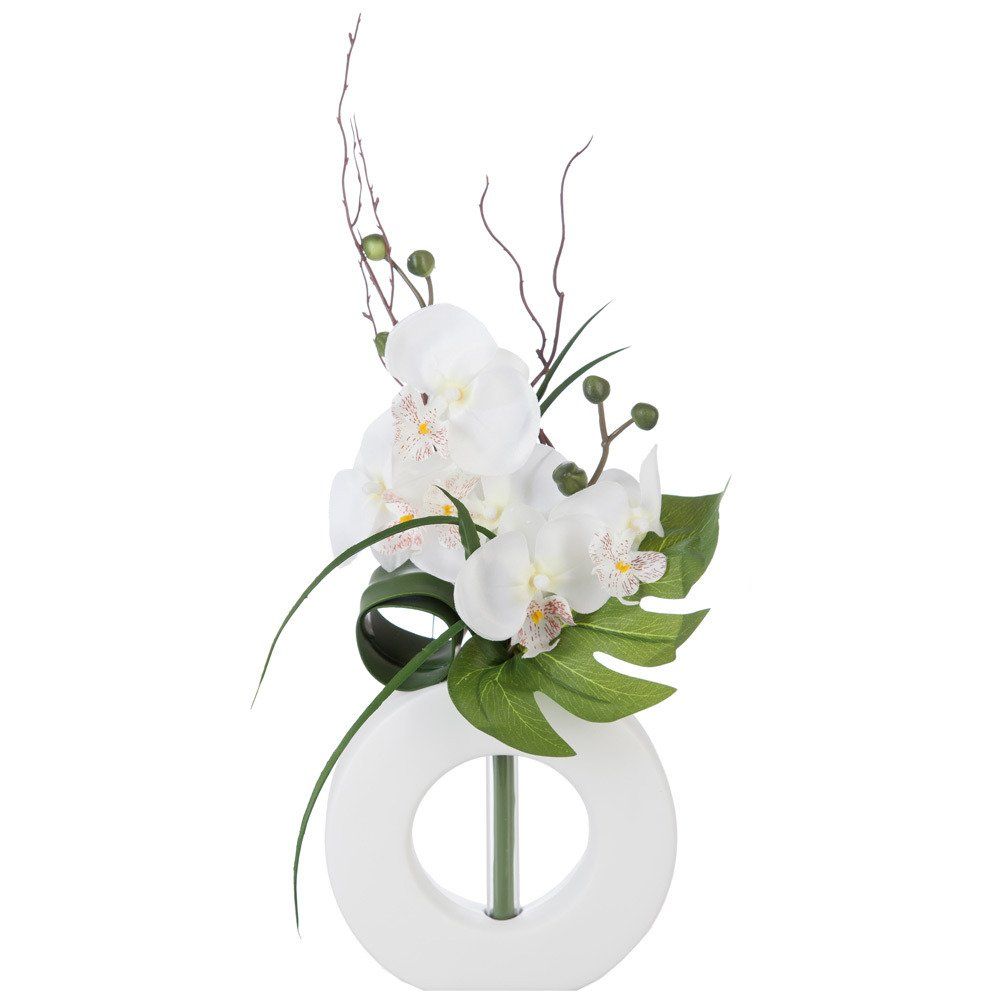 Atmosphera Umělá orchidej v bílé barvě, bílá květináč, 44 x 36 x 16 cm - EMAKO.CZ s.r.o.