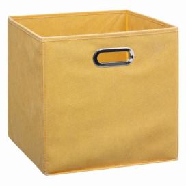 5five Simply Smart Úložný textilní box, 31 x 31 cm, žlutá barva