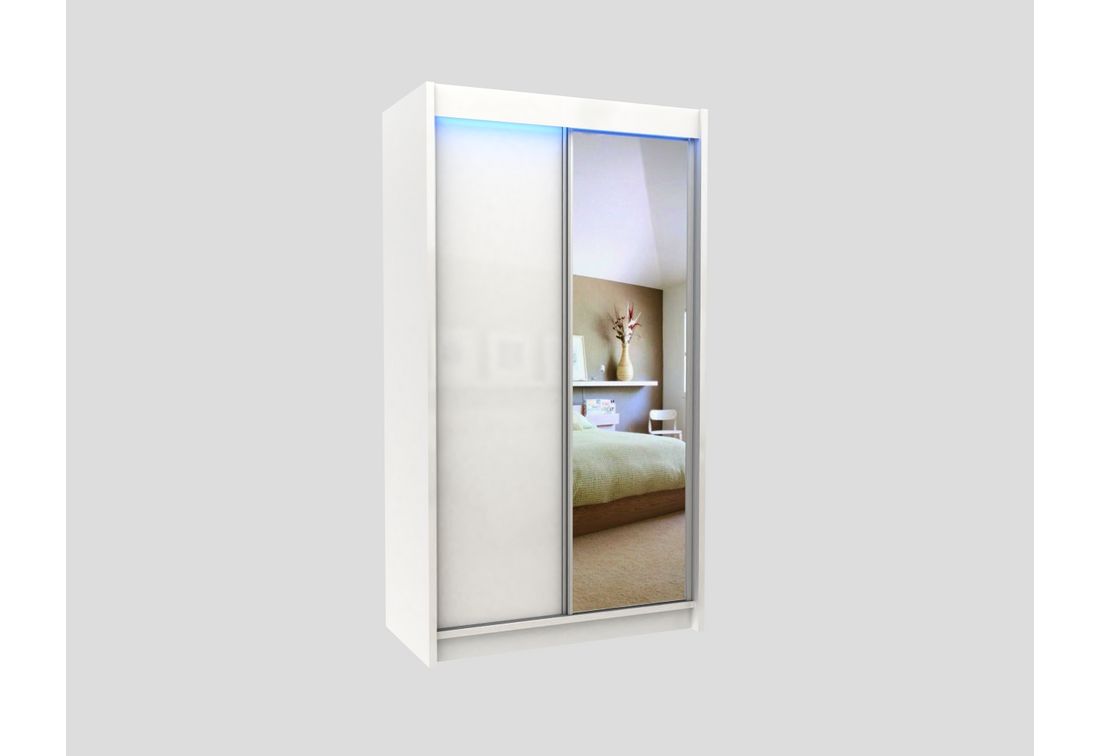 Skříň s posuvnými dveřmi a zrcadlem TARRA, bílá, 120x216x61 - Expedo s.r.o.