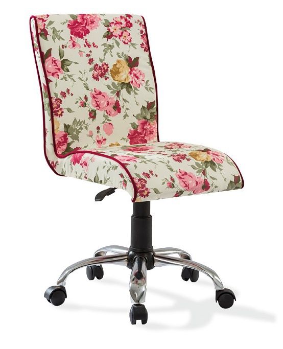 Vintage židle na kolečkách Orchid se vzorem - květiny - Eurokosik.cz
