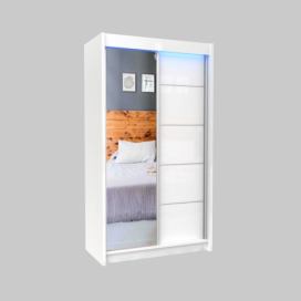 Skříň s posuvnými dveřmi a zrcadlem ELVIRA, bílá, 120x216x61
