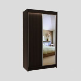 Skříň s posuvnými dveřmi a zrcadlem TARRA, wenge, 120x216x61