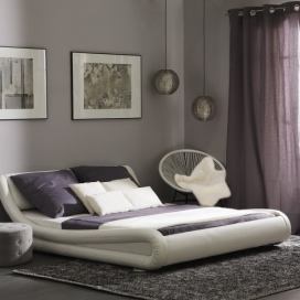 Bílá matná kožená postel 180x200 cm AVIGNON