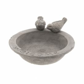 Cementové kulaté pítko pro ptáčky - Ø 22*6 cm Clayre & Eef