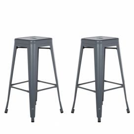 Sada 2 ocelových barových stoliček 76 cm šedé CABRILLO