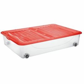 Tontarelli DODO STOCK-BOX s víkem, kolečka 56,4L  transparent/červená