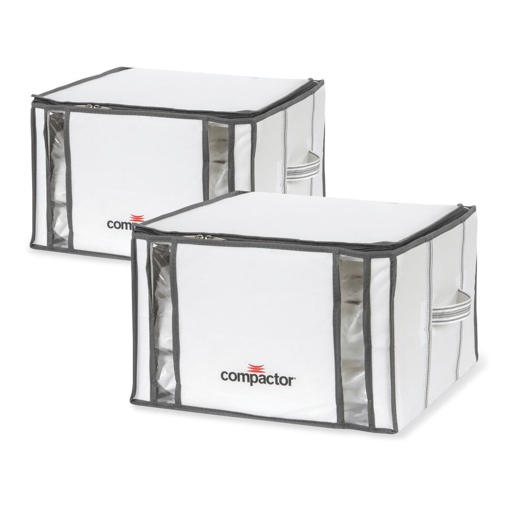 Sada 2 bílých úložných boxů s vakuovým obalem Compactor Life 3D Vacuum Bag, 40 x 25 cm - Bonami.cz