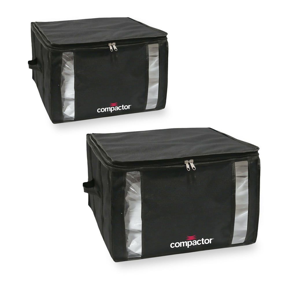 Sada 2 černých úložných boxů s vakuovým obalem Compactor Black Edition Medium, 40 x 25 cm - Bonami.cz