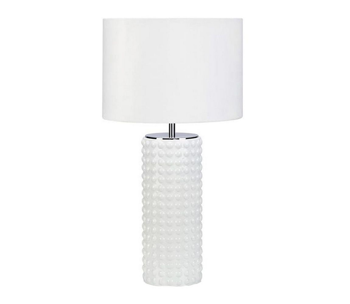 Bílá keramická stolní lampa s textilním stínidlem (výška 47 cm) Point – Mauro Ferretti -  Svět-svítidel.cz