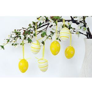 Vajíčko žluté plastové 6 cm, dekorační na zavěšení, cena za sadu 6 kusů VEL5037 - Favi.cz