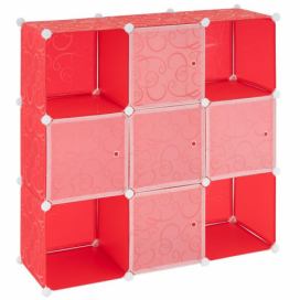 Divero Úsporný zásuvný plastový regál - 108 x 110 x 37 cm, červený