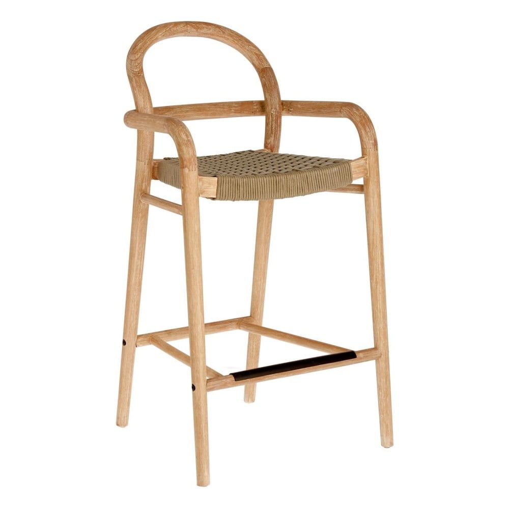 Dřevěná barová židle Kave Home Sheryl 69 cm s béžovým výpletem - Bonami.cz