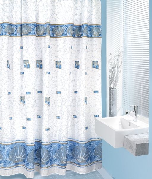 Bellatex koupelnový závěs 180 x 200 cm modré mušle - POVLECENI-OBCHOD.CZ