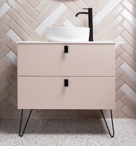 Koupelnová skříňka pod umyvadlo s držákem ručníku Naturel Art Deco 88x55x45 cm Rose Beige ARTDECO80RBBU - Siko - koupelny - kuchyně
