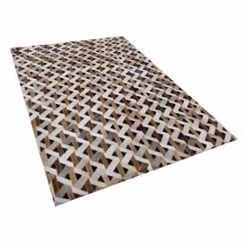 Kožený koberec hnědý s šedou TUGLU 160 x 230 cm Beliani.cz