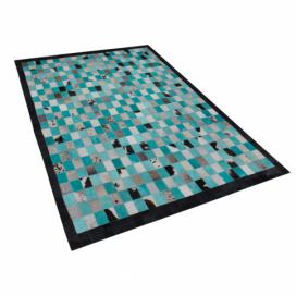 Tyrkysový / šedý kožený koberec 140 x 200 cm NIKFER