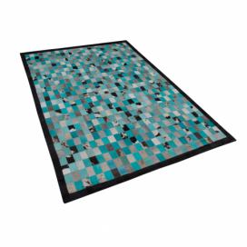 Tyrkysový / šedý kožený koberec 160 x 230 cm NIKFER