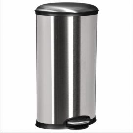 5five Simply Smart Kovový stříbrný koš na odpadky s pedálem, 30l, 34x33x64 cm