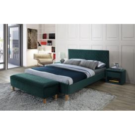 Čalouněná postel AZUA 160x200 zelená/dub Mdum