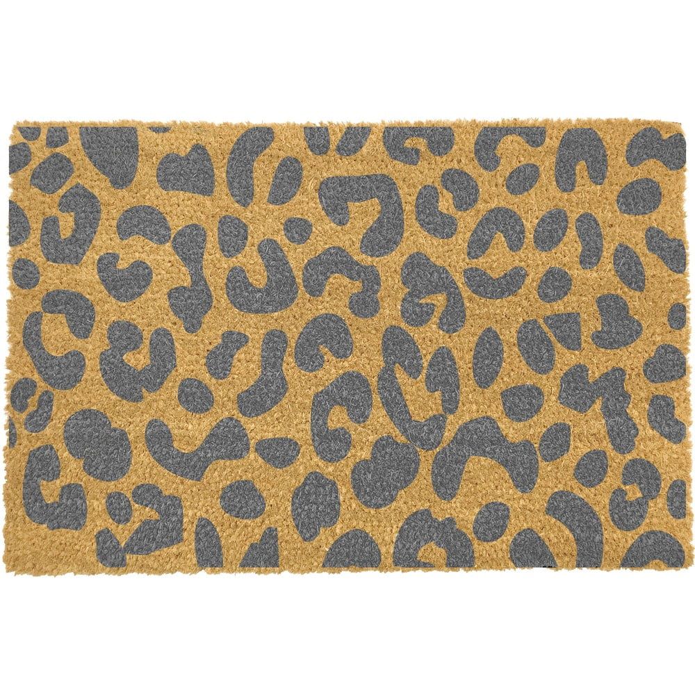 Šedá rohožka z přírodního kokosového vlákna Artsy Doormats Leopard, 40 x 60 cm - Bonami.cz