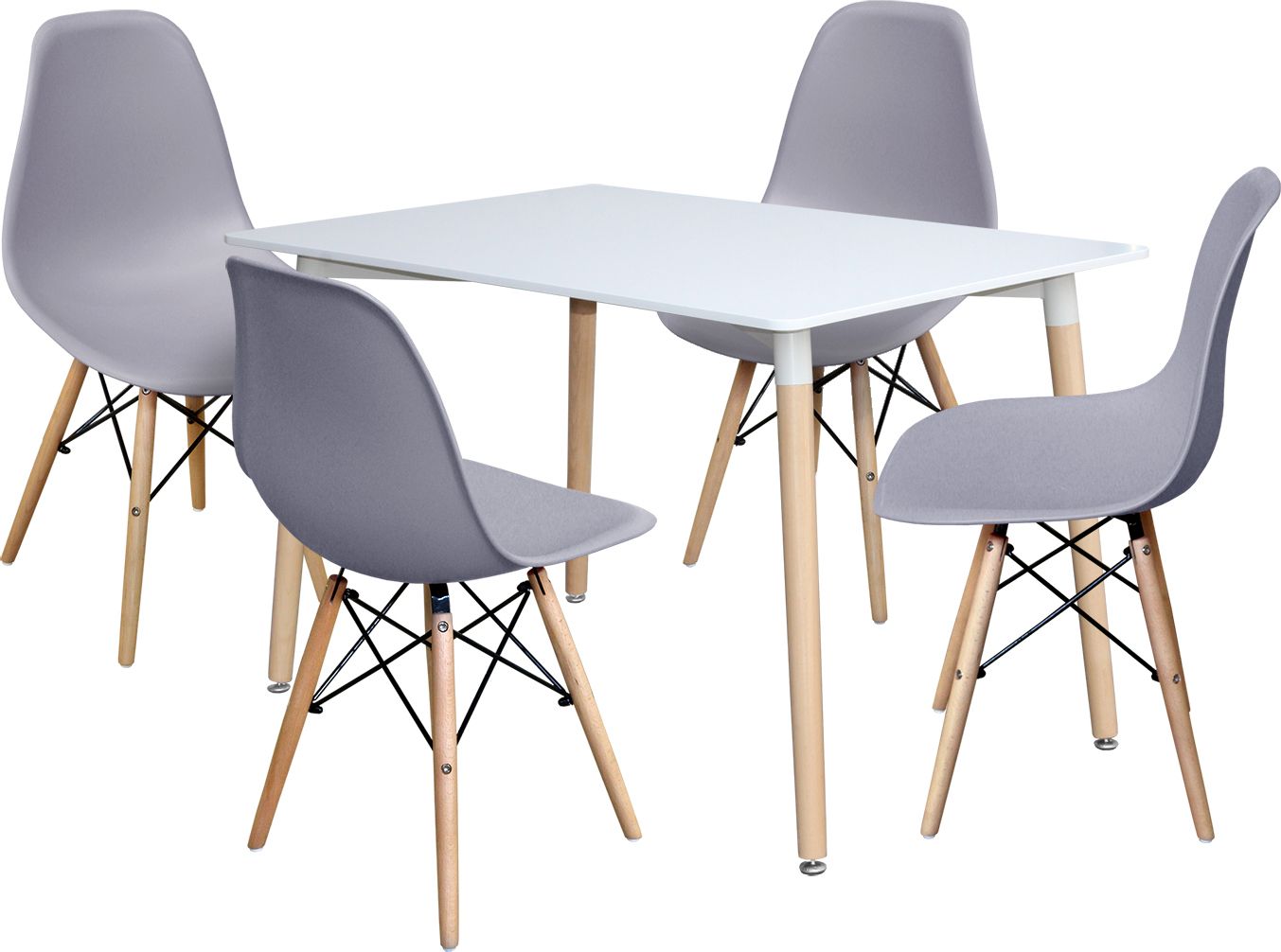 Jídelní stůl 120x80 UNO bílý + 4 židle UNO šedé Mdum - M DUM.cz