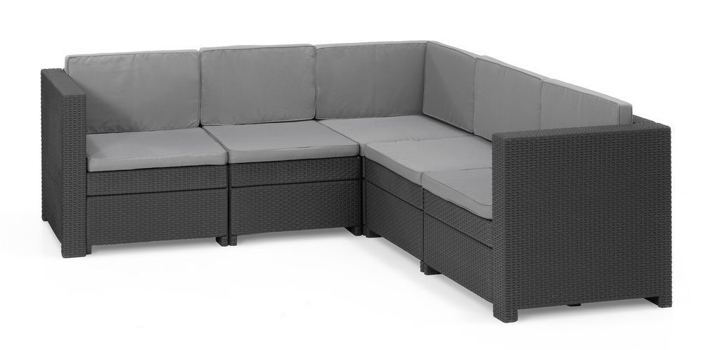 Keter Rohové sofa PROVENCE - antracit + šedé podušky - ATAN Nábytek