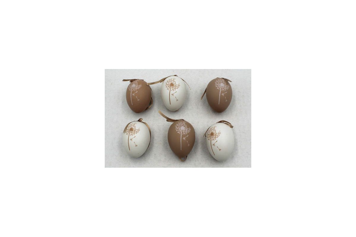 Autronic Vajíčka plastová hnědá a bílá, sada 6 kusů VEL5049-BROWN - ATAN Nábytek