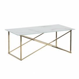 Konferenční stolek s mramorovým efektem bílý/zlatý EMPORIA