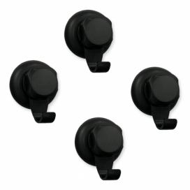 Sada 4 černých samodržících nástěnných háčků Compactor Bestlock Black Small Hooks, ⌀ 5,4 cm