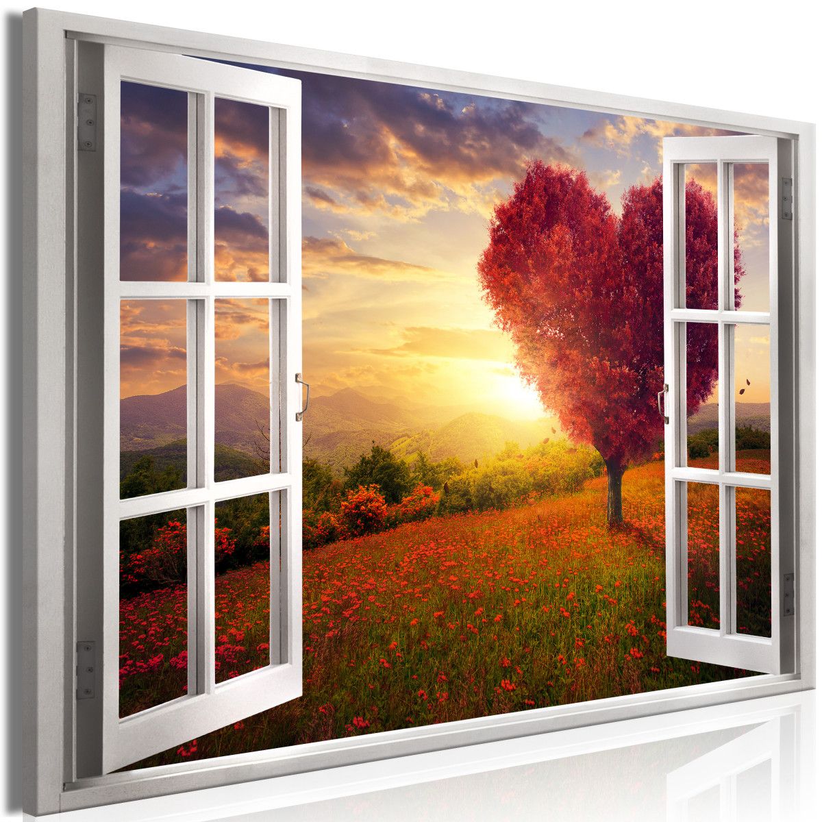 3D obraz okno do krajiny lásky + háčky, hřebíčky ZDARMA Velikost (šířka x výška): 90x60 cm - S-obrazy.cz