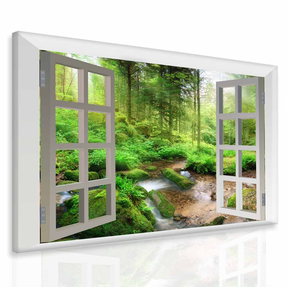 3D obraz okno do lesa Velikost (šířka x výška): 120x110 cm - S-obrazy.cz