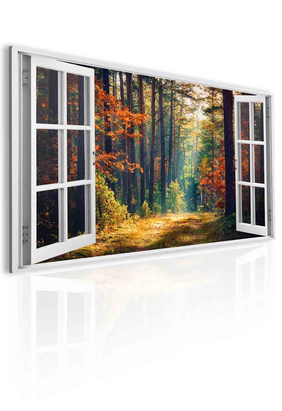 3D obraz okno les plný barev Velikost (šířka x výška): 120x80 cm - S-obrazy.cz