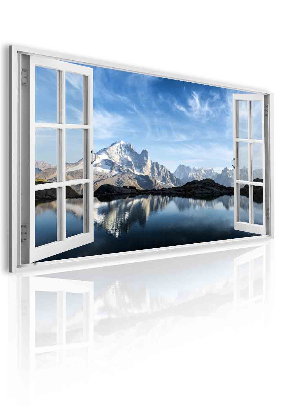 3D obraz okno na Lac Blanc Velikost (šířka x výška): 120x80 cm - S-obrazy.cz