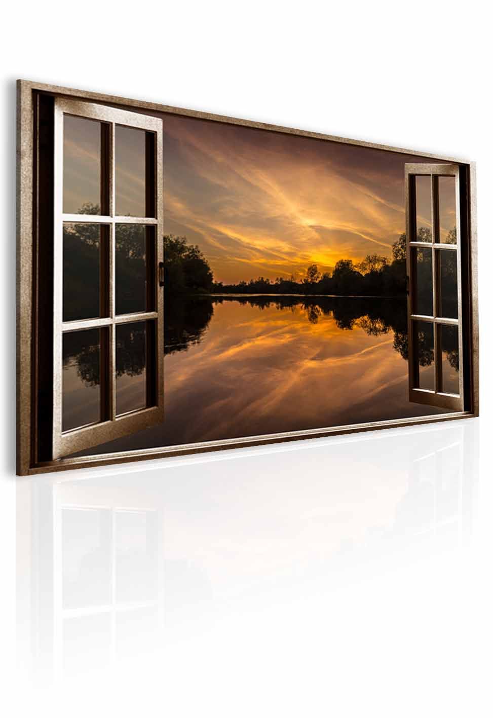 3D obraz okno zrcadlení na hladině Velikost (šířka x výška): 120x80 cm - S-obrazy.cz