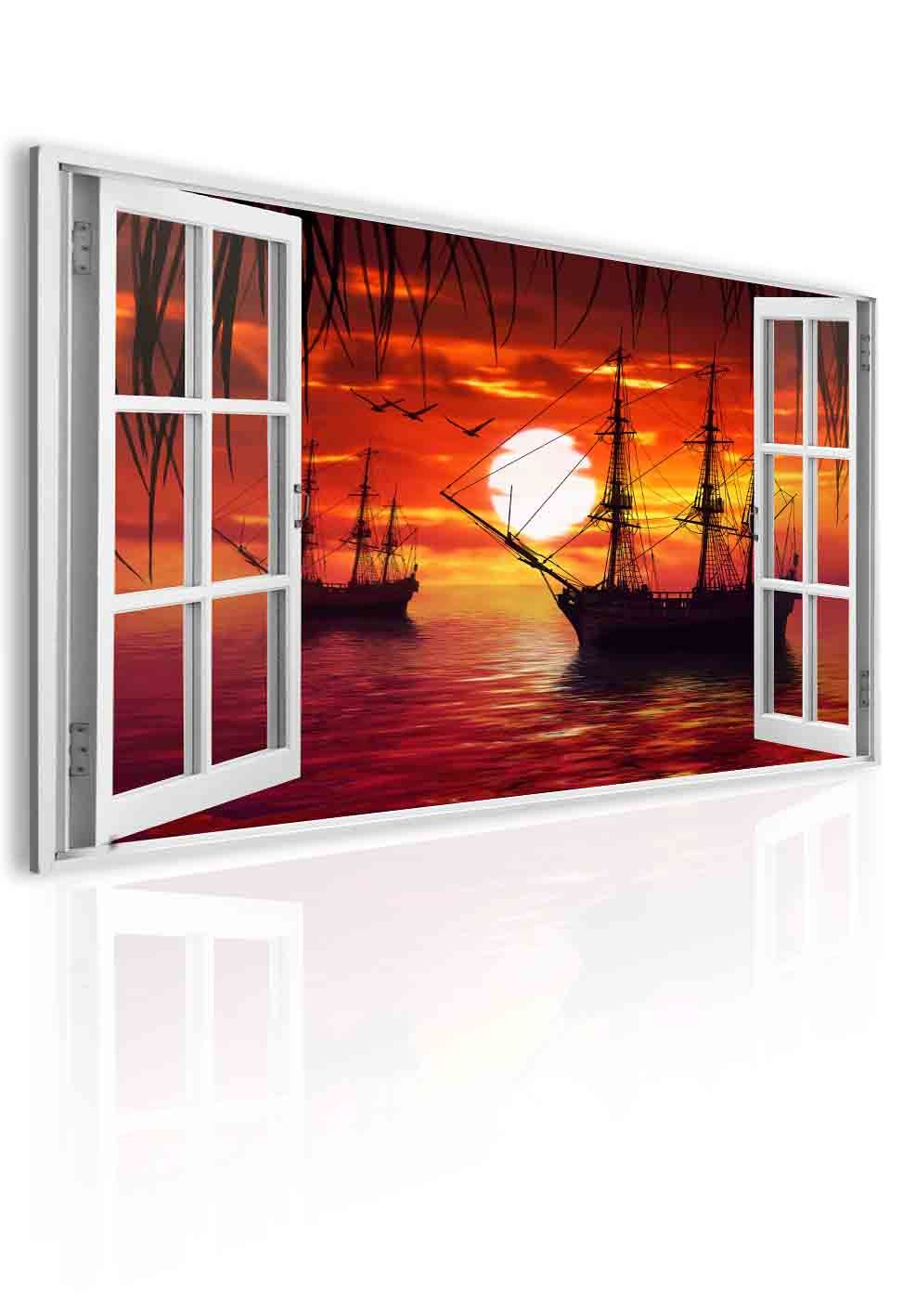 3D obraz výhled na lodě v západu slunce Velikost (šířka x výška): 120x80 cm - S-obrazy.cz