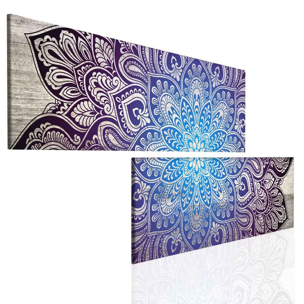 Dvoudílný obraz mandala na dřevě Purple Velikost (šířka x výška): 140x60 cm - S-obrazy.cz