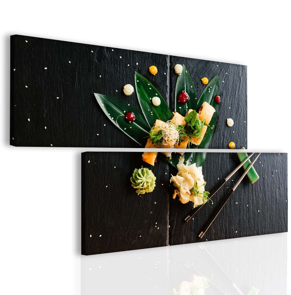 Dvoudílný obraz sushi + háčky, hřebíčky, čistící hadřík ZDARMA Velikost (šířka x výška): 174x100 cm - S-obrazy.cz
