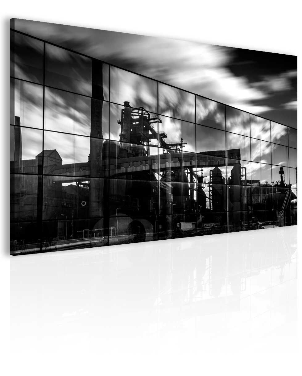 Industriální obraz černobílý Velikost (šířka x výška): 150x100 cm - S-obrazy.cz