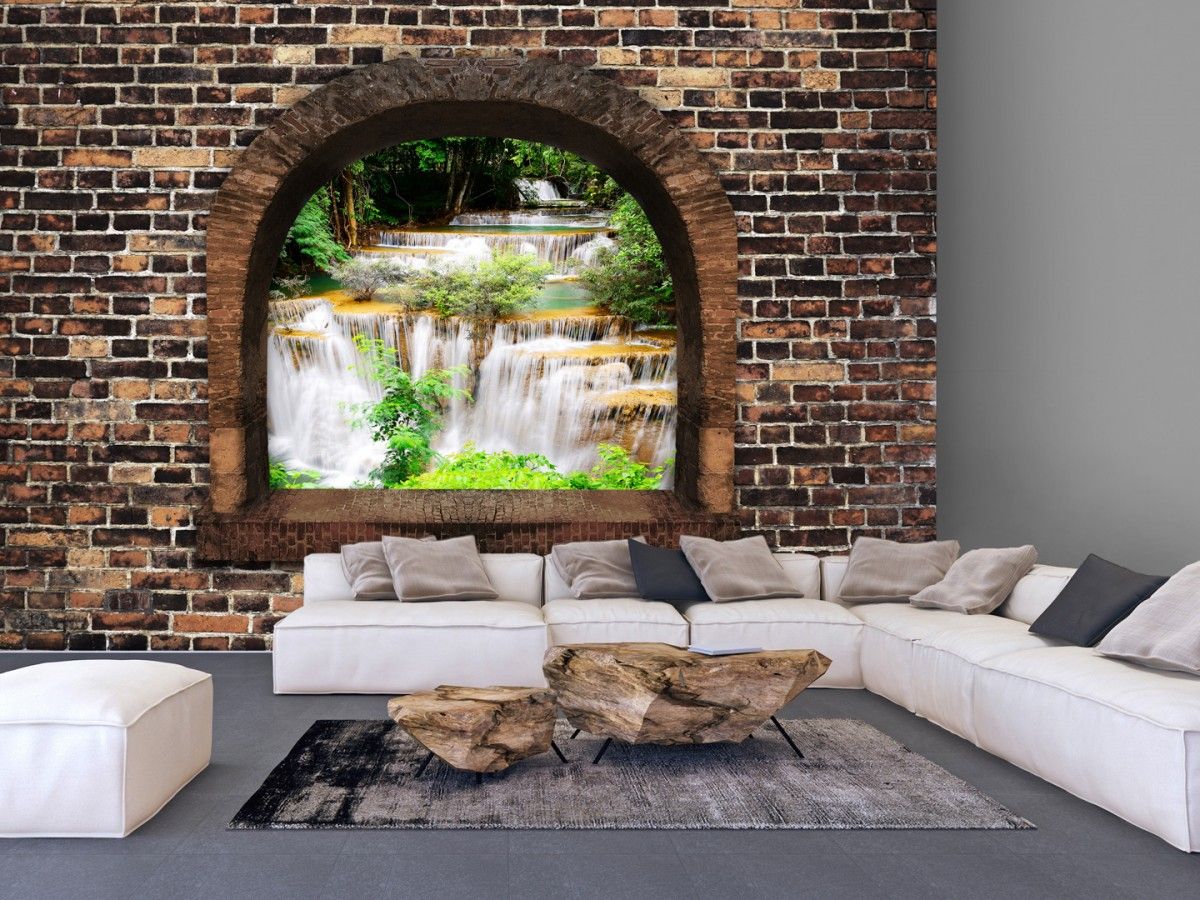 Murando DeLuxe 3D tapeta okno s vodopády Velikost (šířka x výška): 200x140 cm - S-obrazy.cz