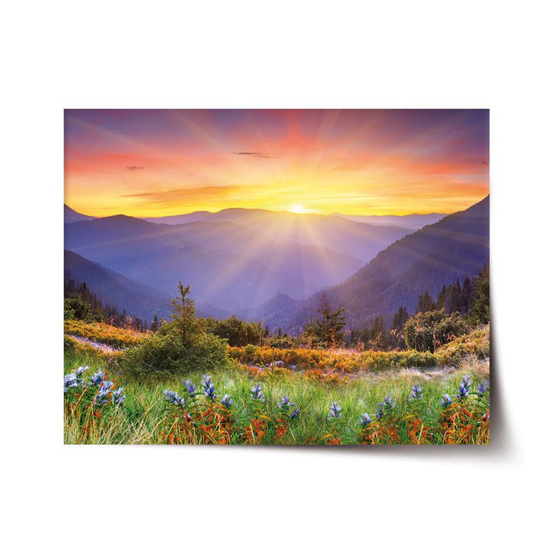 Plakát SABLIO - Západ slunce nad lesem 60x40 cm - E-shop Sablo s.r.o.