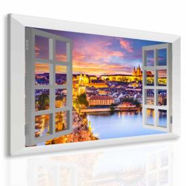 3D obraz večerní Praha Velikost (šířka x výška): 120x110 cm