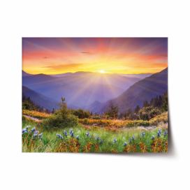 Plakát SABLIO - Západ slunce nad lesem 60x40 cm