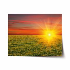 Plakát SABLIO - Západ slunce nad loukou 60x40 cm