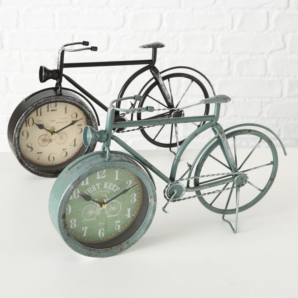 Retro hodiny kolo, šedozelené - Velký Košík