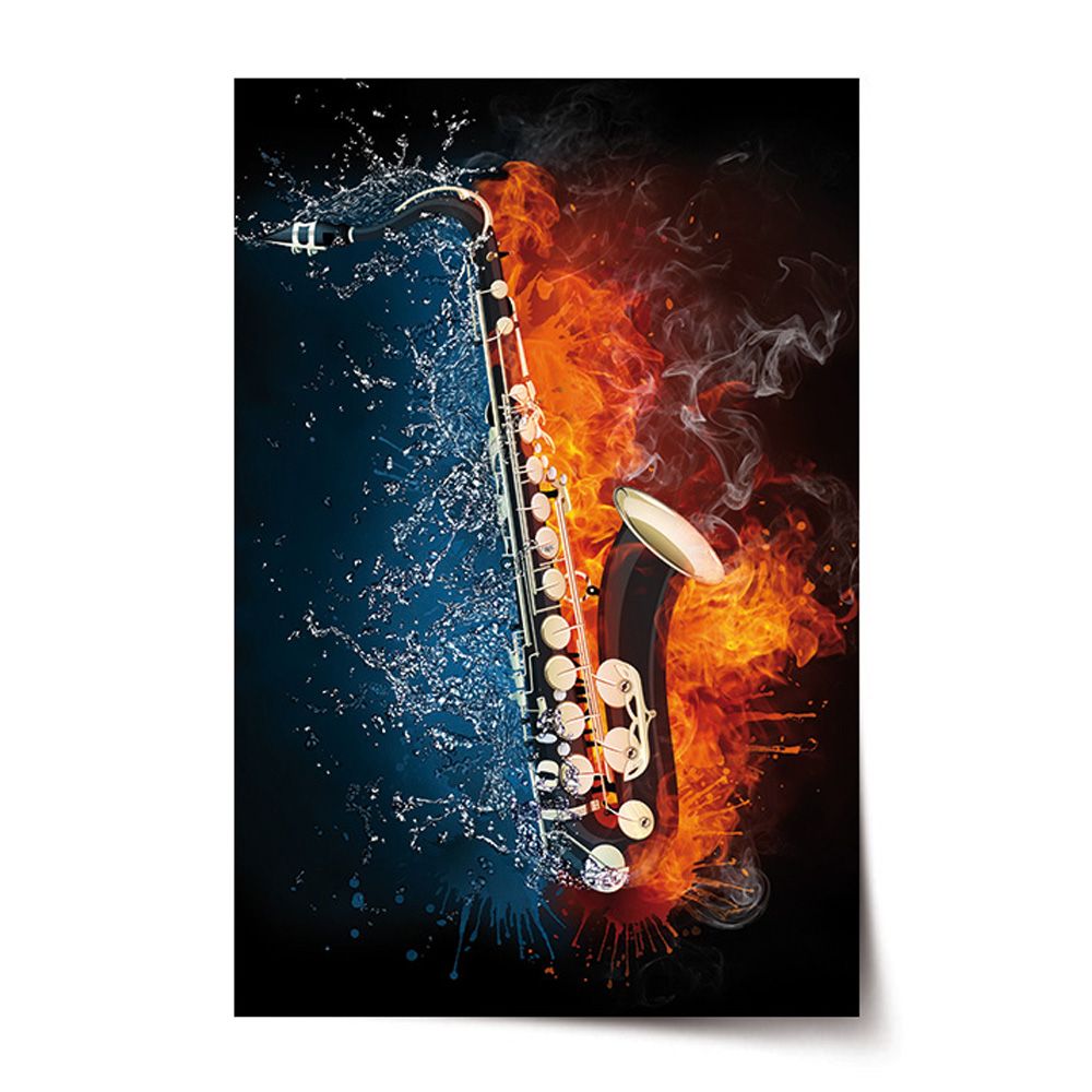 Plakát SABLIO - Ohnivý saxofon 60x40 cm - E-shop Sablo s.r.o.