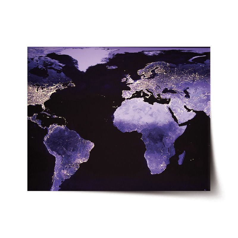 Plakát SABLIO - Světelná mapa světa 60x40 cm - E-shop Sablo s.r.o.