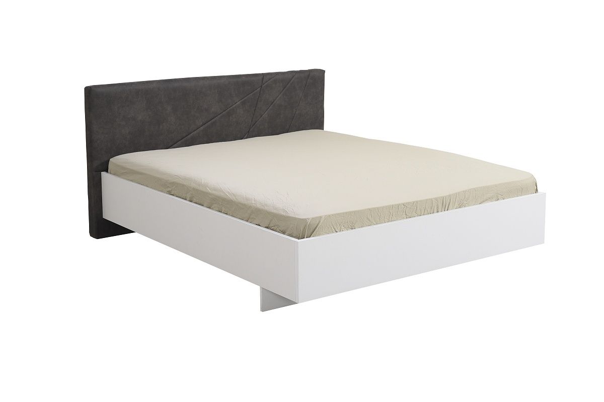 Moderní manželská postel Aubrey 180x200cm - bílá/šedá - Nábytek Harmonia s.r.o.