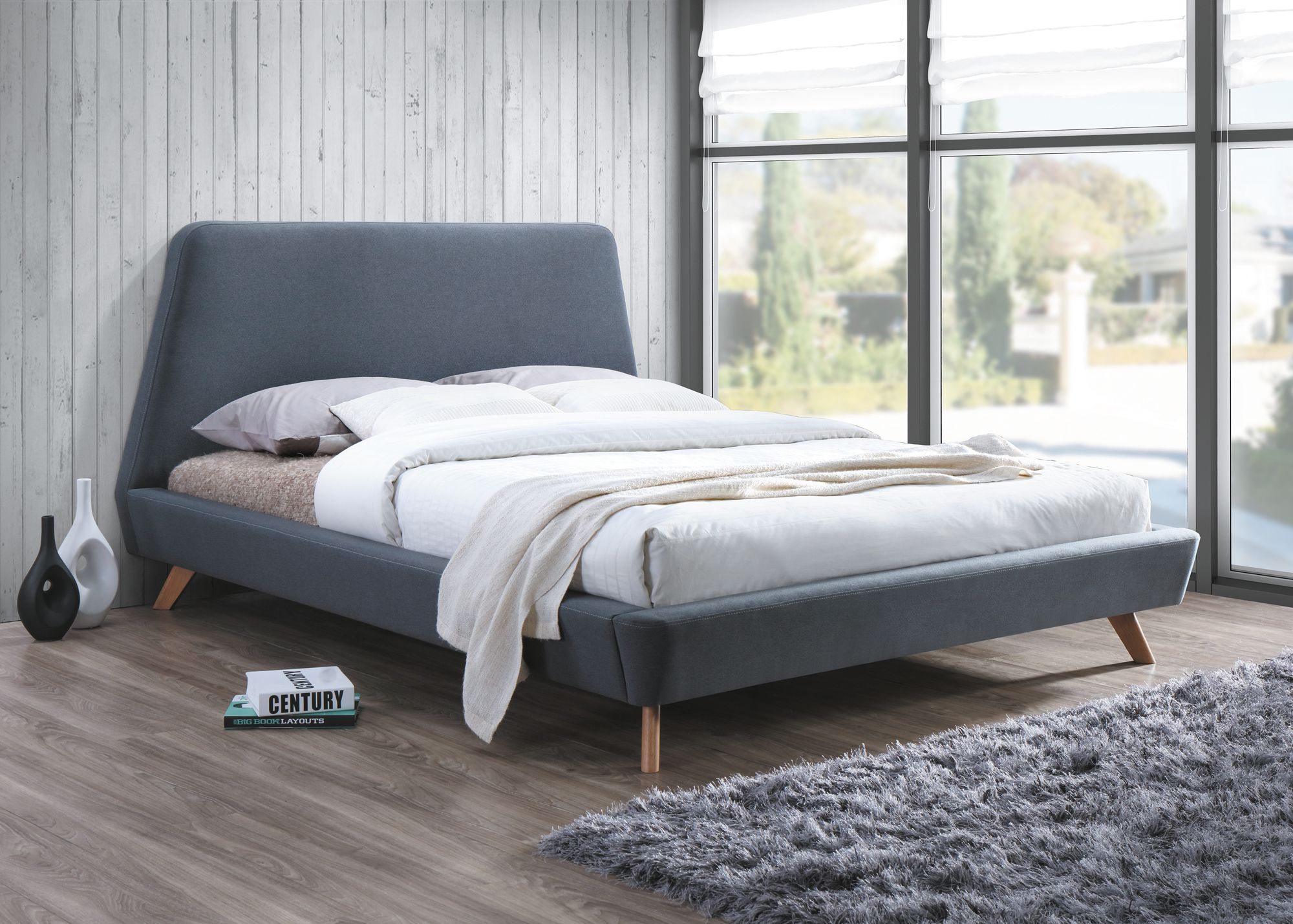 Čalouněná postel GANT 160x200 cm šedá Matrace: bez matrace - Výprodej Povlečení
